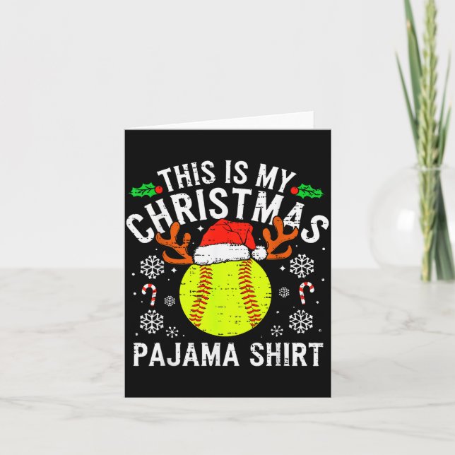 This Is My Softball Christmas Pajama Shirt Srt Men Card (Front)