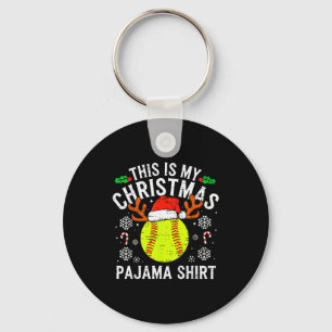 This Is My Softball Christmas Pajama Shirt Srt Men Key Ring