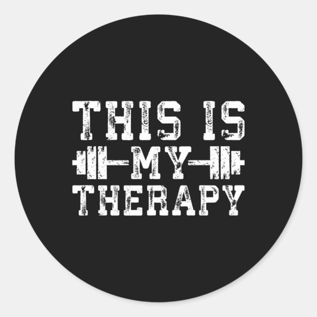 This Is My Therapy Barbell Gym Classic Round Sticker (Front)