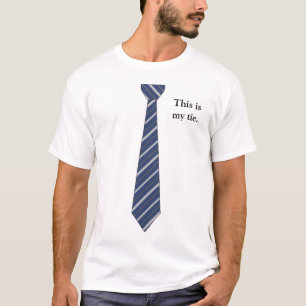 "This is my Tie" Dark Blue Stripes Fake NeckTie T-Shirt