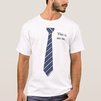 "This is my Tie" Dark Blue Stripes Fake NeckTie T-Shirt