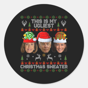 This Is My Ugliest Christmas Sweater Funny Joe Bid Classic Round Sticker