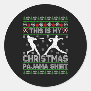 This Is My Ugly Christmas Pajama Baseball Funny Wi Classic Round Sticker