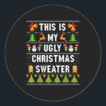 This Is My Ugly Sweater Funny Christmas Short Slee Classic Round Sticker<br><div class="desc">This Is My Ugly Sweater Funny Christmas Short Sleeve</div>
