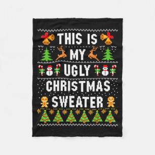 This Is My Ugly Sweater Funny Christmas Short Slee Fleece Blanket