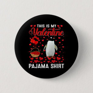 This Is My Valentine Shirt Penguin Red Heart Anima 6 Cm Round Badge