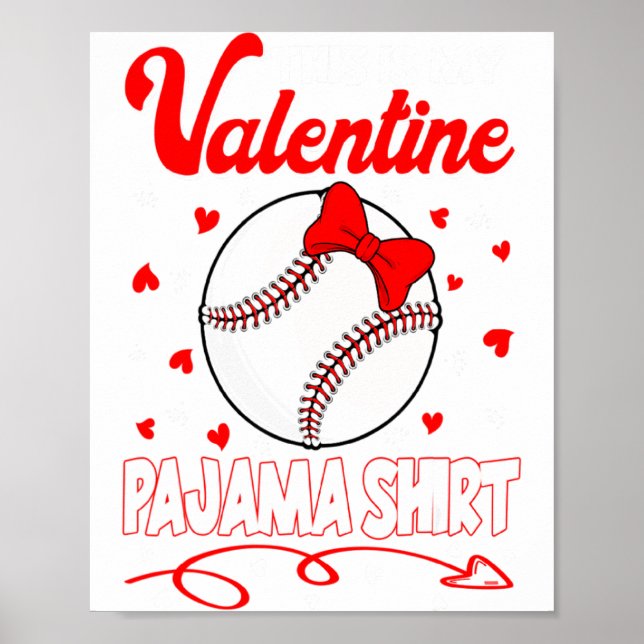 This Is My Valentines Baseball Pajama For Kids Boy Poster (Front)