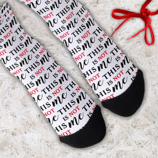 This Is Not Me Funny Red Black Typography Socks