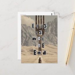 This is not the end Fork Desert Surreal Collage Postcard