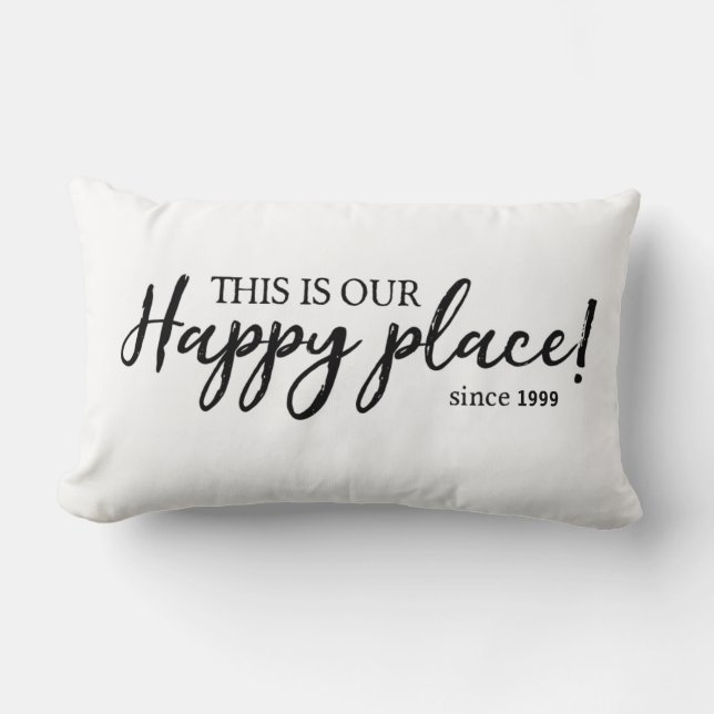 This is our Happy Place⎢ Personalised Throw Pillow (Front)