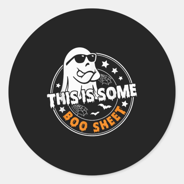 This Is Some Boo Sheet Ghost Funny Retro Halloween Classic Round Sticker (Front)