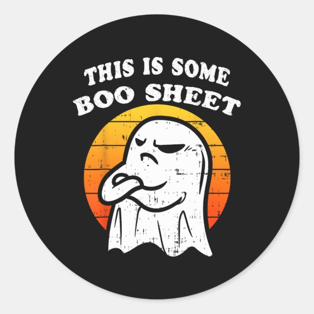 This is Some Boo Sheet Ghost Retro Funny Halloween Classic Round Sticker (Front)