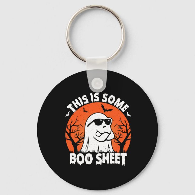 This Is Some Boo Sheet Ghost Retro Funny Halloween Key Ring (Front)