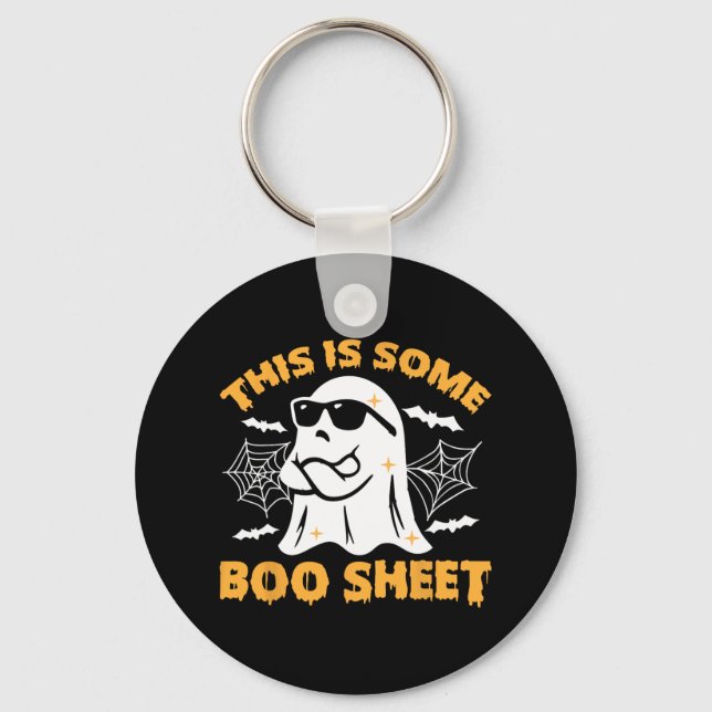This Is Some Boo Sheet Ghost Retro Halloween Costu Key Ring (Front)