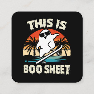 this is some boo sheet halloween ghost cute funny square business card