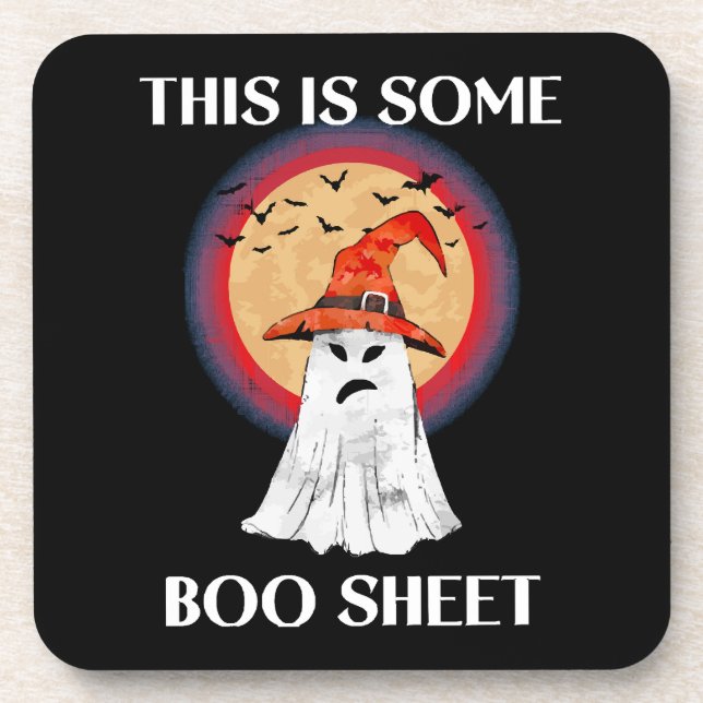This Is Some Boo Sheet Halloween Ghost Funny Coaster (Front)