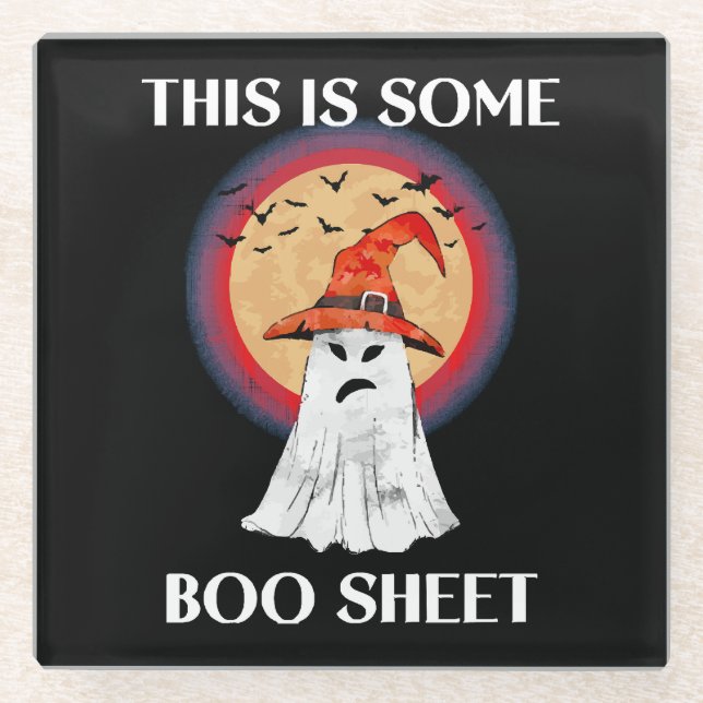 This Is Some Boo Sheet Halloween Ghost Funny Glass Coaster (Front)