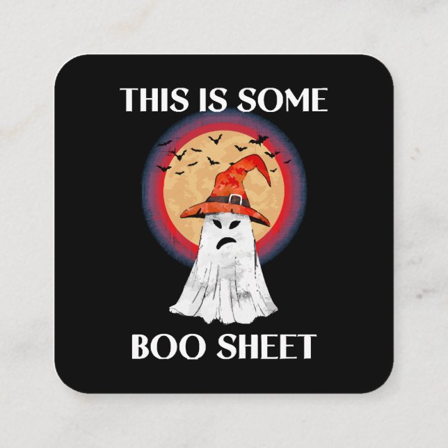 This Is Some Boo Sheet Halloween Ghost Funny Square Business Card (Back)