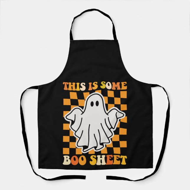This Is Some Boo Sheet Halloween Retro Ghost Apron (Front)