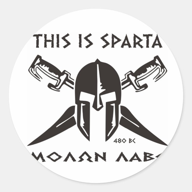 This is Sparta - Molon lave (black) Classic Round Sticker (Front)