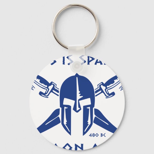 This is Sparta - Molon Lave - Blue Key Ring (Front)