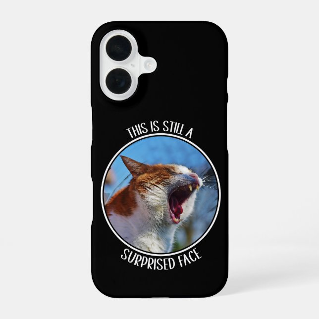 This is Still A Surprised Face Funny Cute Cat Meme iPhone 16 Case (Back)