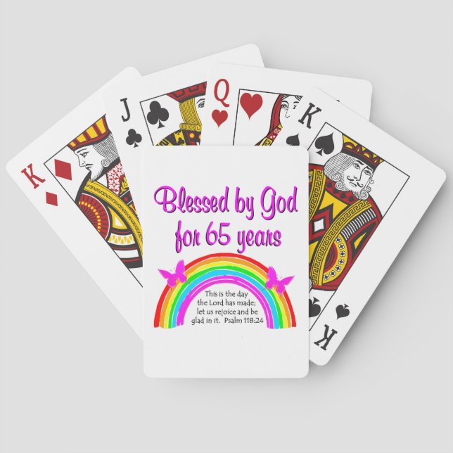 THIS IS THE DAY THE LORD HAS  MADE 65TH BIRTHDAY PLAYING CARDS (Back)