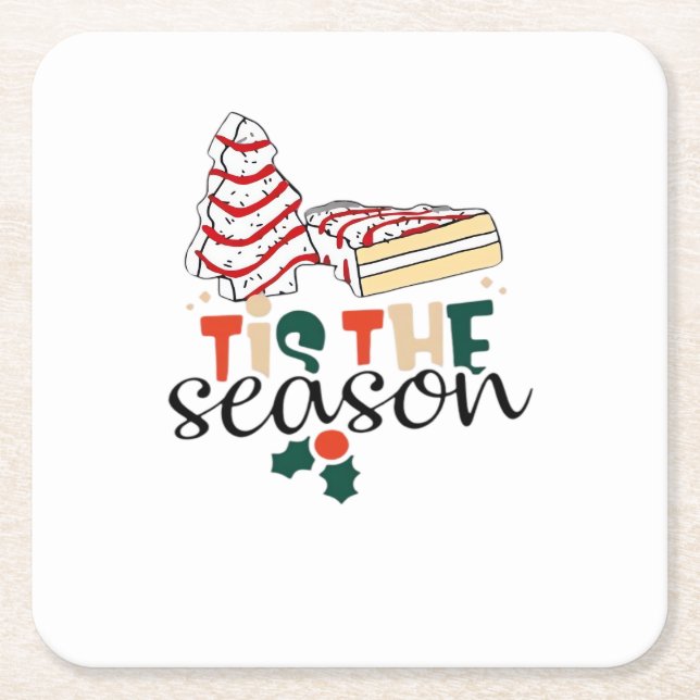This Is The Season Christmas Square Paper Coaster (Front)