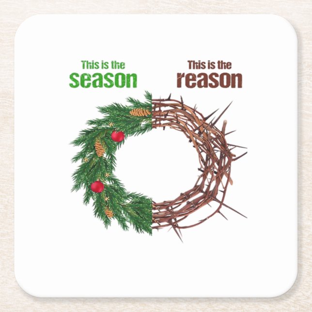 This Is The Season This Is The Christian Christmas Square Paper Coaster (Front)