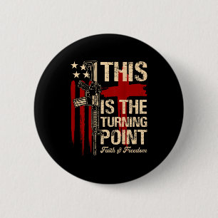 This Is The Turning Point Faith Cross Us Flag Patr 6 Cm Round Badge