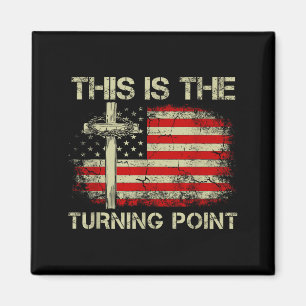 This Is The Turning Point Faith Cross Us Flag Patr Magnet