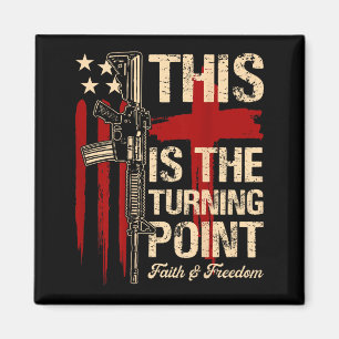 This Is The Turning Point Faith Cross Us Flag Patr Magnet