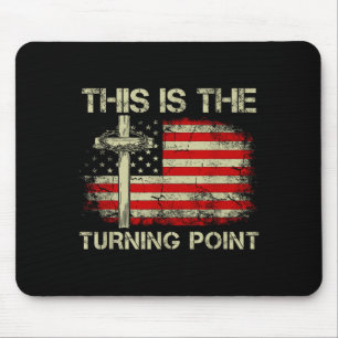 This Is The Turning Point Faith Cross Us Flag Patr Mouse Mat