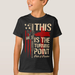 This Is The Turning Point Faith Cross Us Flag Patr T-Shirt