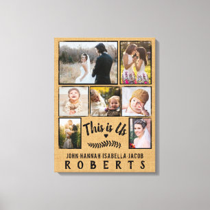 This is Us Burlap Farmhouse 7 Family Photo Collage Canvas Print