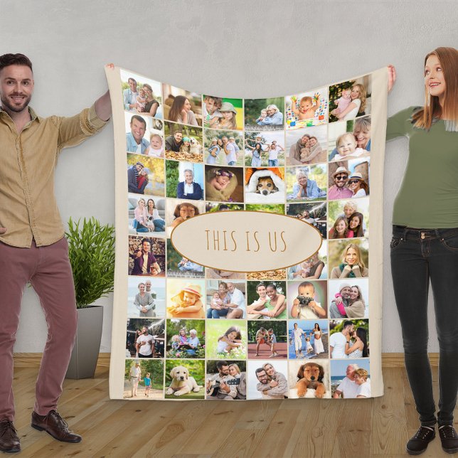 This is Us Cream Rust 40 Picture Photo Collage Fleece Blanket (Creator Uploaded)