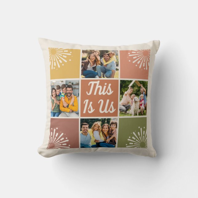 This Is Us Mid-Century 4 Photo Collage Family  Cushion (Front)