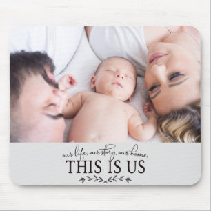This is Us   Modern Father's Day Family Photo Mouse Mat