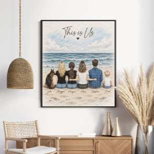 This Is Us Personalised Beach Family Portrait Poster