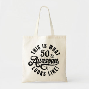 THIS IS WHAT 50 LOOKS LIKE (BLACK} TOTE BAG
