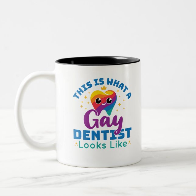 This is What A Gay Dentist Looks Like Two-Tone Coffee Mug (Left)