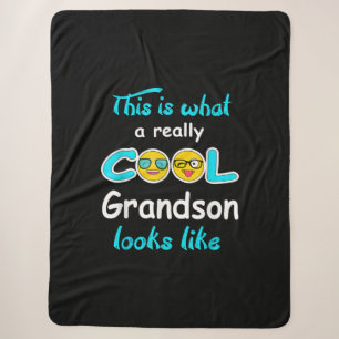 This Is What A Really Cool Grandson Looks Like Sherpa Blanket