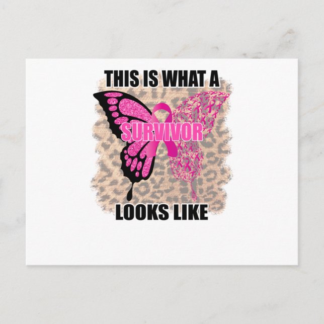 This Is What A Survivor Looks Like Breast Cancer Invitation Postcard (Front)