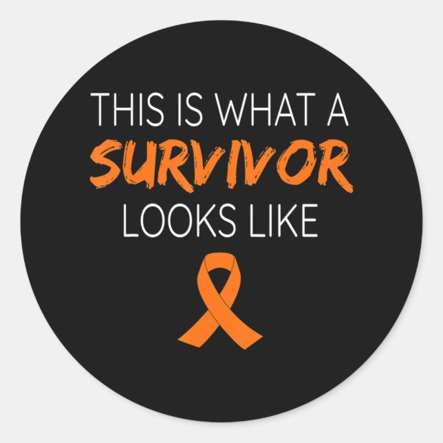 This Is What A Survivor Looks Like Leukaemia Aware Classic Round Sticker (Front)