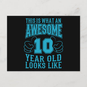 THIS IS WHAT AN AWESOME 10 YEAR OLD 10th Birthday Postcard