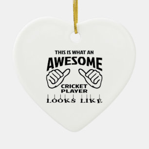 This is what an awesome cricket player looks like ceramic tree decoration