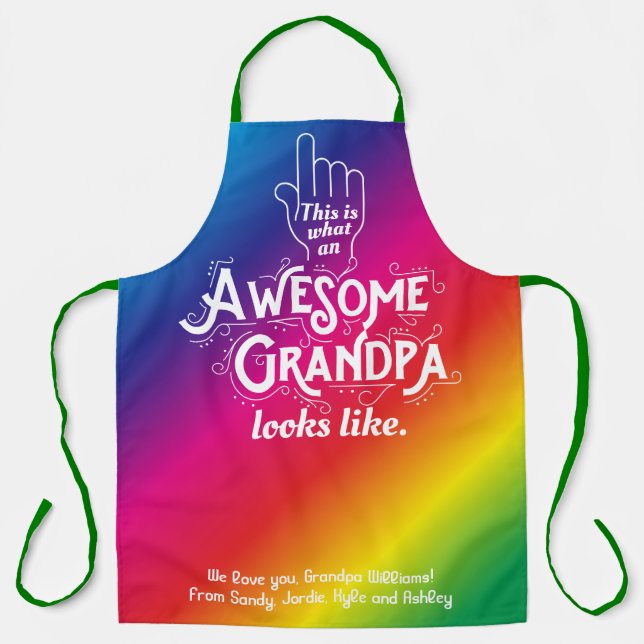 This Is What An Awesome Grandpa Looks Like Rainbow Apron (Front)