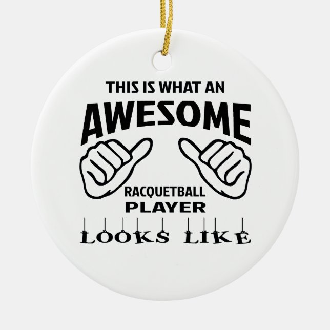 This is what an awesome Racquetball player looks l Ceramic Tree Decoration (Front)