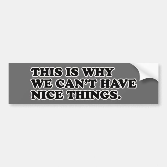 This Is Why We Can't Have Nice Things Bumper Sticker (Front)
