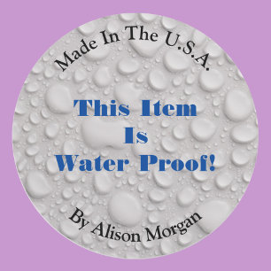 This Item Is Water Proof, DIY 3 Text Lines & Photo Classic Round Sticker